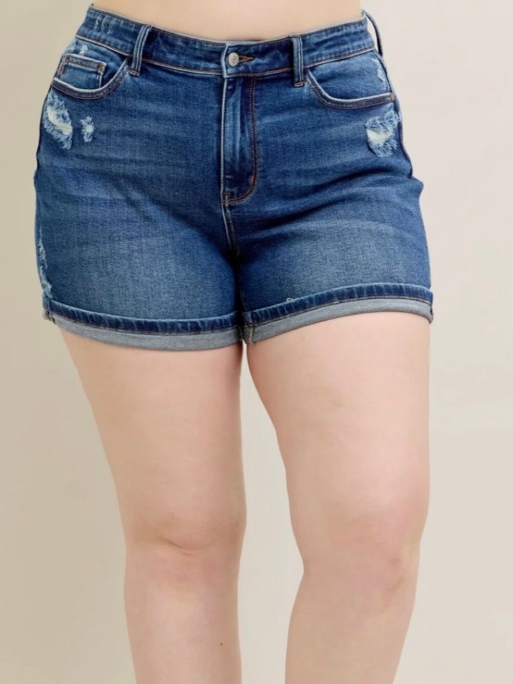 136. NWT - Judy Blue Distressed Blue Denim shorts, size 1X
